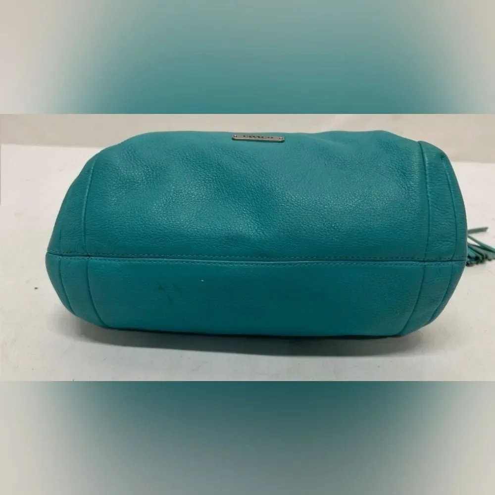 COACH Designer Blue AVERY LEATHER Drawstring Bucket Bag Purse Handbag